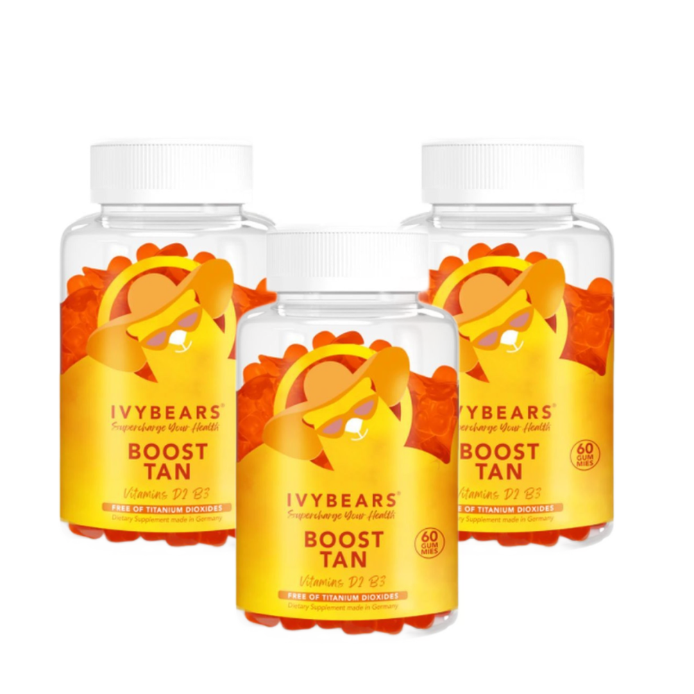 Komplekt! 3x IvyBears Boost Tan päevitust soodustav ja nahka kaitsev beetakaroteeniga toidulisand 3x60tk